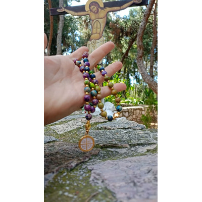 Icxc Nika handmade Jasper necklace with Gold-Plated elements pale pink