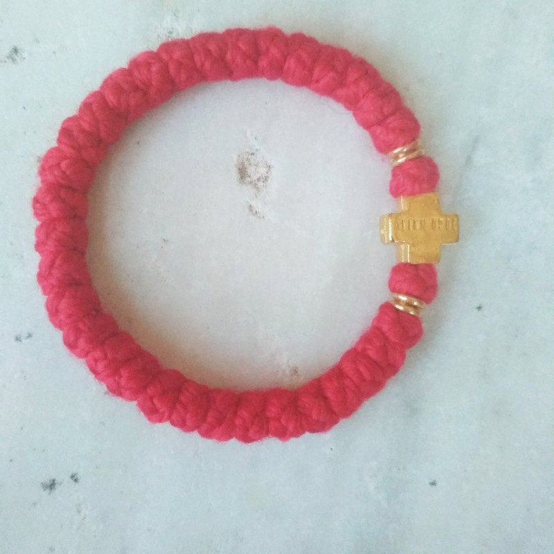 red wool prayer rope bracelet 10325