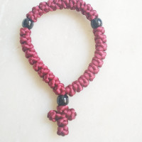 Pocket satin rosary burgundy 10083