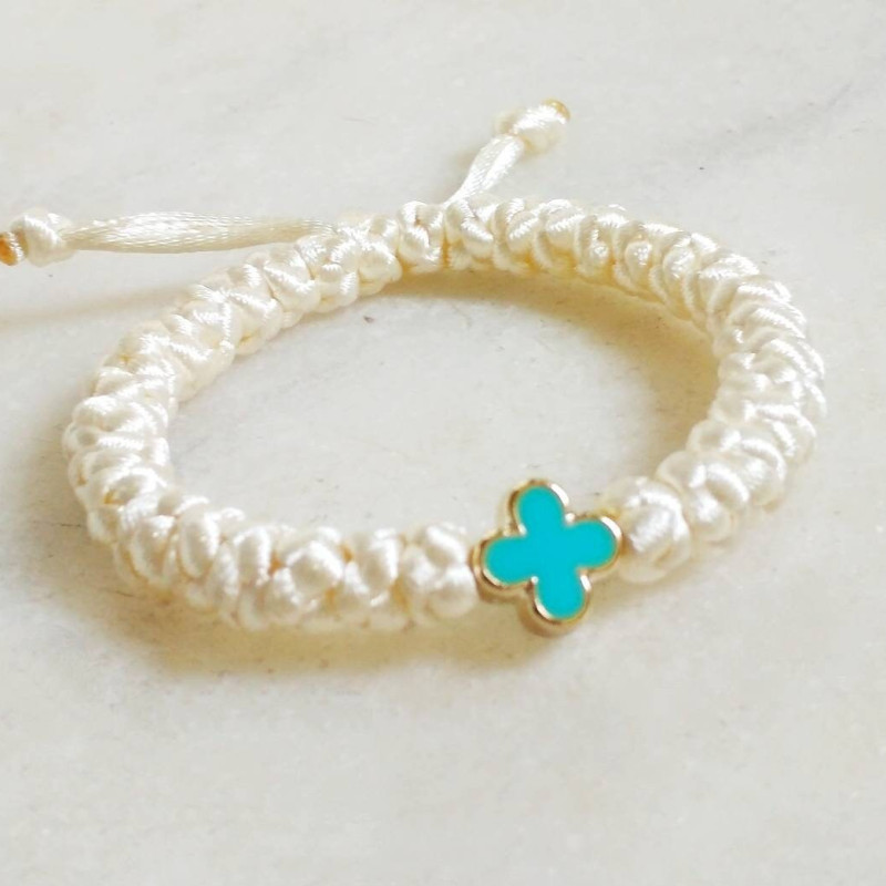 adjustable prayer rope bracelet with cross 10037