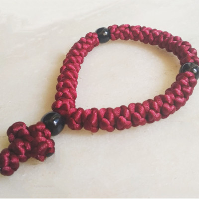 Pocket satin rosary burgundy 10083