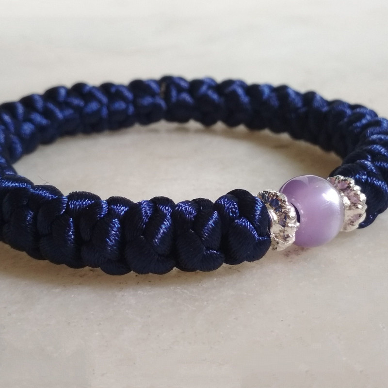 blue satin  prayer rope bracelet 10061