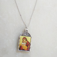 Panagia & St Cristofer pendant charm necklace 10053