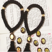 Pocket saint iconed wool rosary 10344