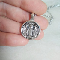 St Archangel Michael silver pendant charm 10305