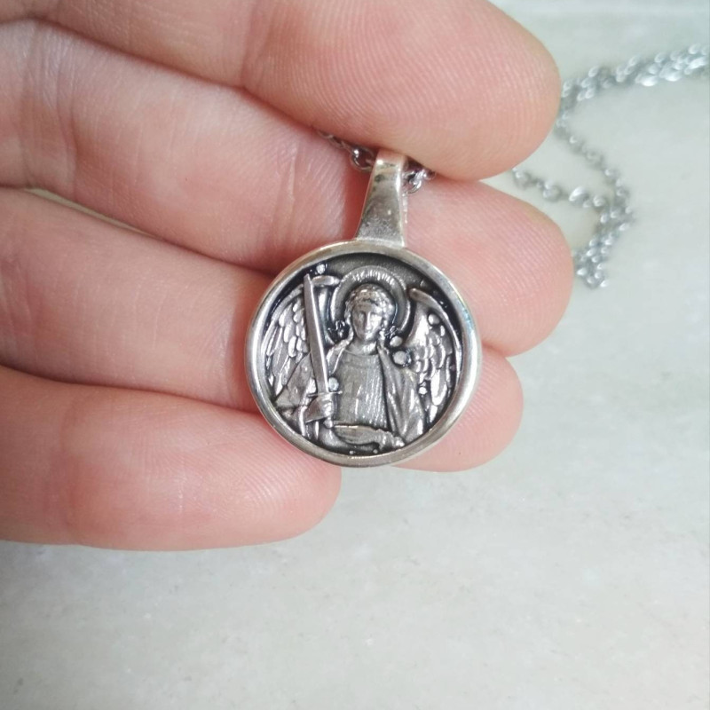 St Archangel Michael silver pendant charm 10305