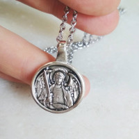 St Archangel Michael silver pendant charm 10305