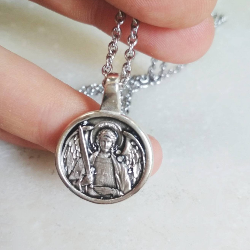 St Archangel Michael silver pendant charm 10305