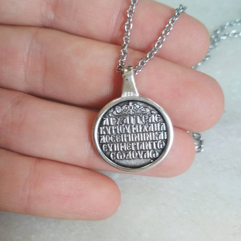 St Archangel Michael silver pendant charm 10305