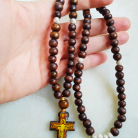 Wooden Beaded necklace pendant Prayer Beads 10129