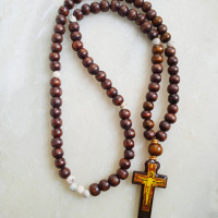 Wooden Beaded necklace pendant Prayer Beads 10129