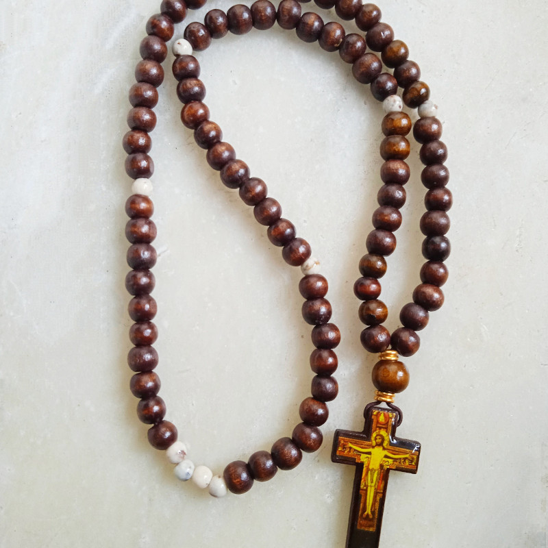 Wooden Beaded necklace pendant Prayer Beads 10129