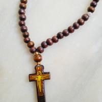Wooden Beaded necklace pendant Prayer Beads 10129