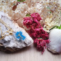 icxc nika cross pendant charm & prayer rope 10150