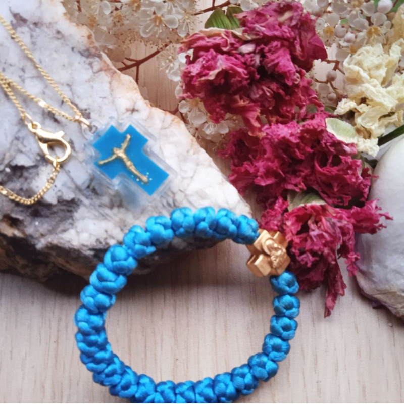 icxc nika cross pendant charm & prayer rope 10150