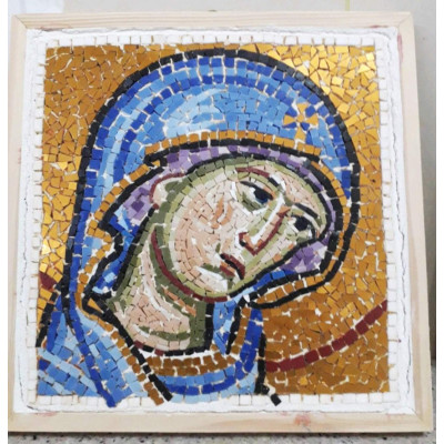 Holy Theotokos Mosaic gold18k smalti marble