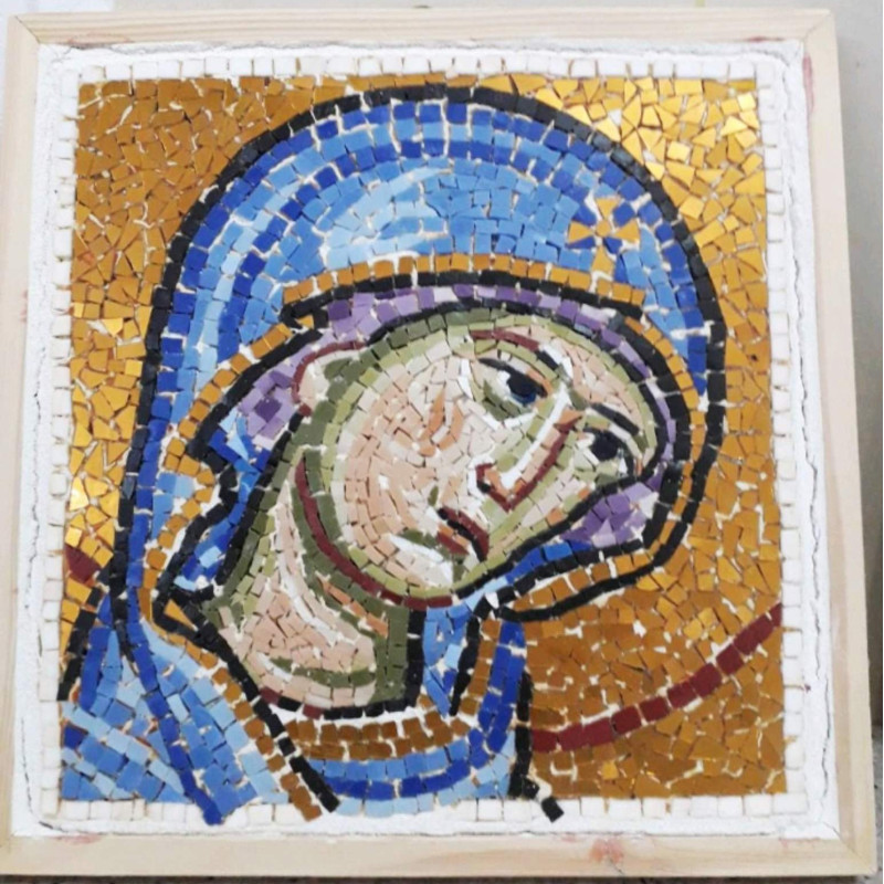 Holy Theotokos Mosaic gold18k smalti marble