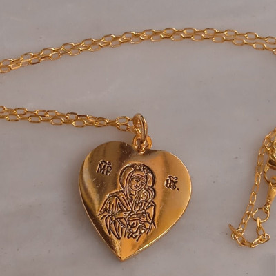 Heart pendant Holy Theotokos charm pendant necklace 10258