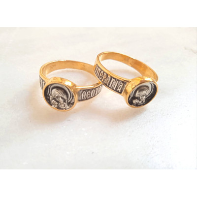 Holy Theotokos silver ring charm