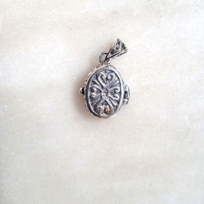 Reliquary Cross pendant charm Silver Holy lerics Cross 10132