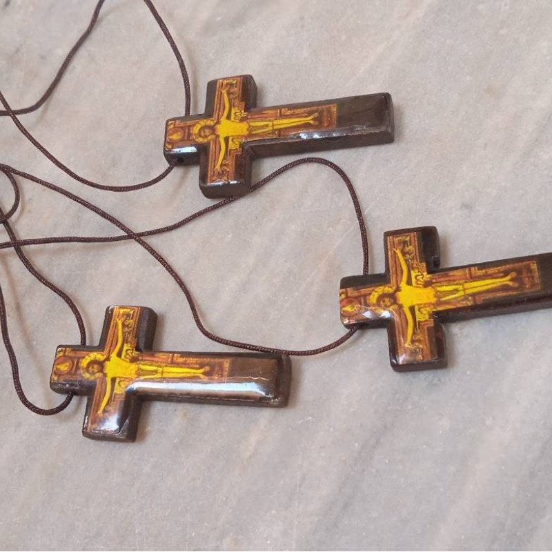 Orthodox wooden pendant cross crucifixion religious jewelry 10140