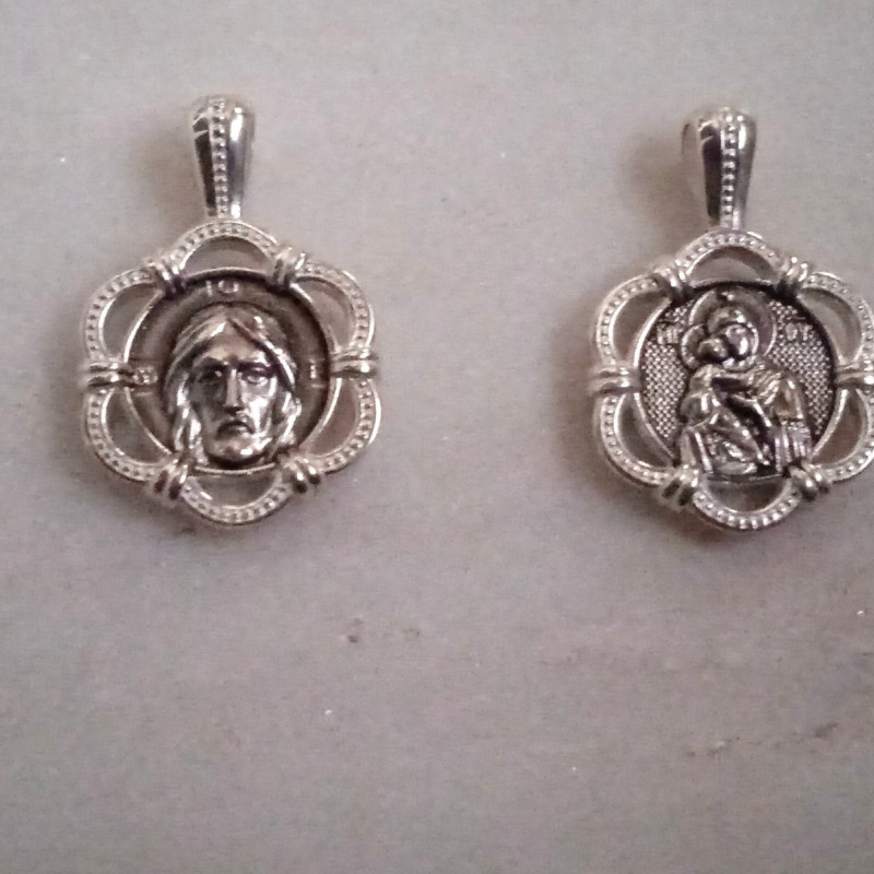 Panagia Jesus Christ Silver charm pendant 10339