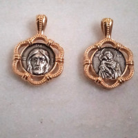 Panagia & Jesus Christ Silver charm pendant 10304