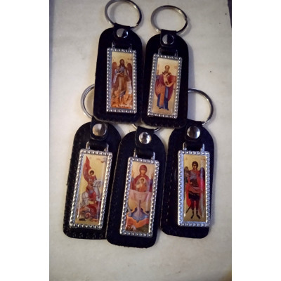 Holy Theotokos & Saints leather keychain 10017
