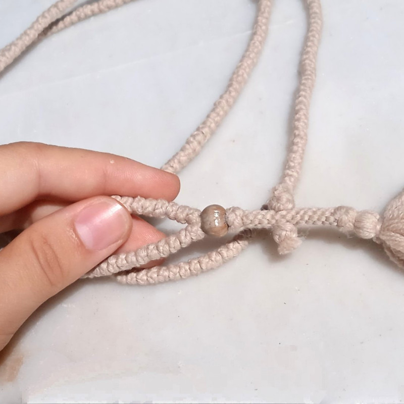 Job's Tears 300knot beige wool prayer rope 10283