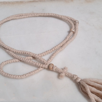 Job's Tears 300knot beige wool prayer rope 10283