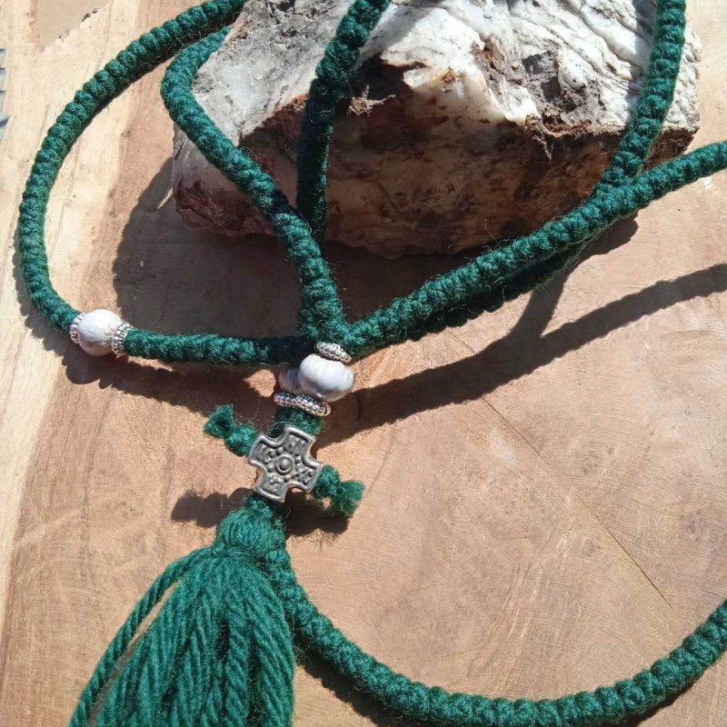 icxc nika Job's Tears 300kno green wool prayer rope