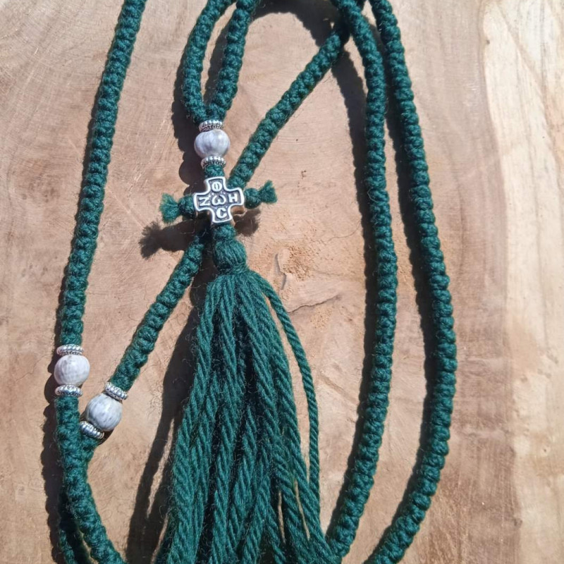 icxc nika Job's Tears 300kno green wool prayer rope