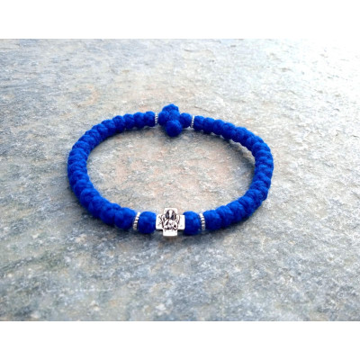 St Archangel Michael 50knot wool blue rosary 10346