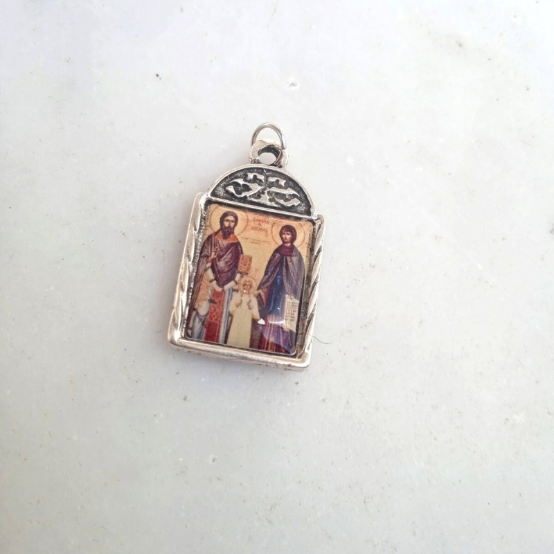 St Raphael Nicholas and Irene pendant charm necklace 10312