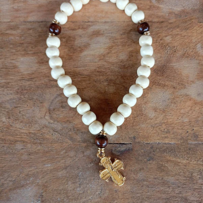 Beige Wooden Prayer Beads 10288