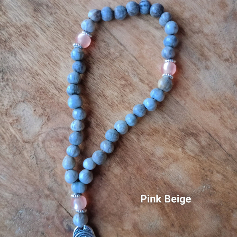 Job's tears natural prayer beads Panagia & St Christofer 10287