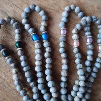 Job's tears natural prayer beads Panagia & St Christofer 10287