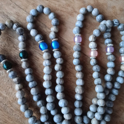 Job's tears natural prayer beads Panagia & St Christofer 10287