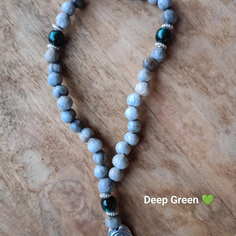 Job's tears natural prayer beads Panagia & St Christofer 10287