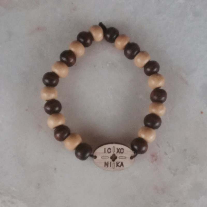 icxc nika Beaded Bracelet Wooden rosary