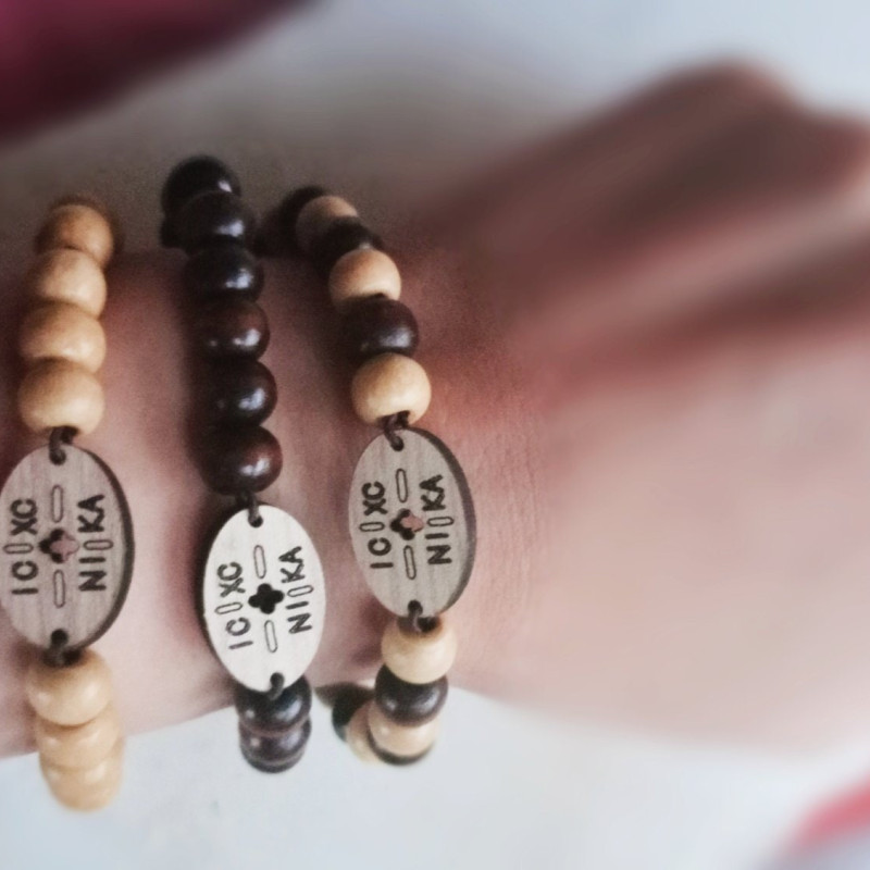 icxc nika Beaded Bracelet Wooden rosary