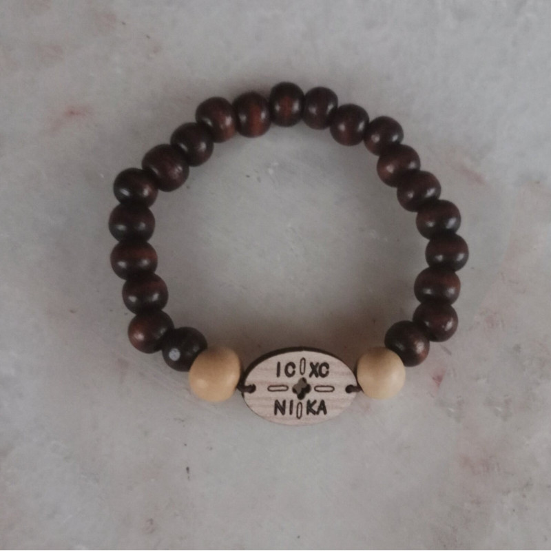 icxc nika Beaded Bracelet Wooden rosary