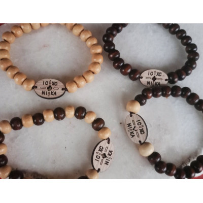 icxc nika Beaded Bracelet Wooden rosary