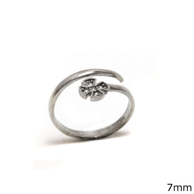 zircon Cross & rodium white stone adjustable Silver ring 925