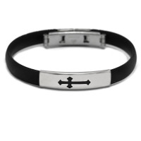 Steinless Steel Bracelet with Crosses Rosary Bracelet 10314