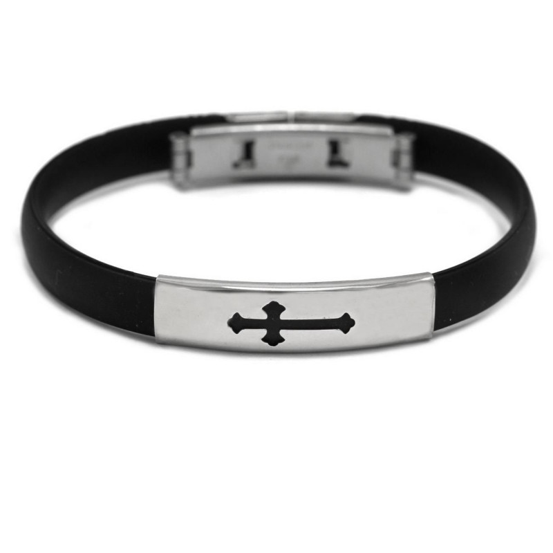 Steinless Steel Bracelet with Crosses Rosary Bracelet 10314