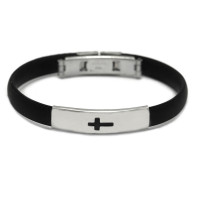 Steinless Steel Bracelet with Crosses Rosary Bracelet 10314