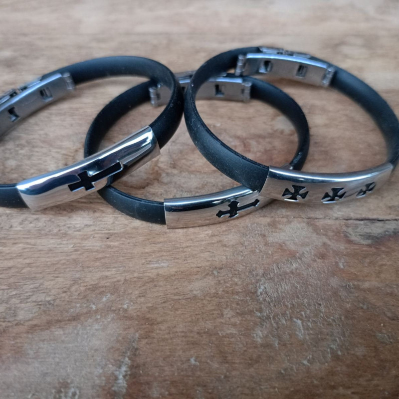 Steinless Steel Bracelet with Crosses Rosary Bracelet 10314