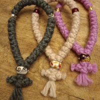 Pocket Murano bead rosary pure wool 10364