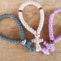 Pocket Murano bead rosary pure wool 10364